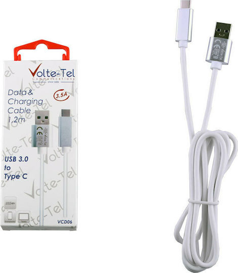 Volte-Tel USB 3.0 Cable USB-C Male - USB-A White 1.2m
