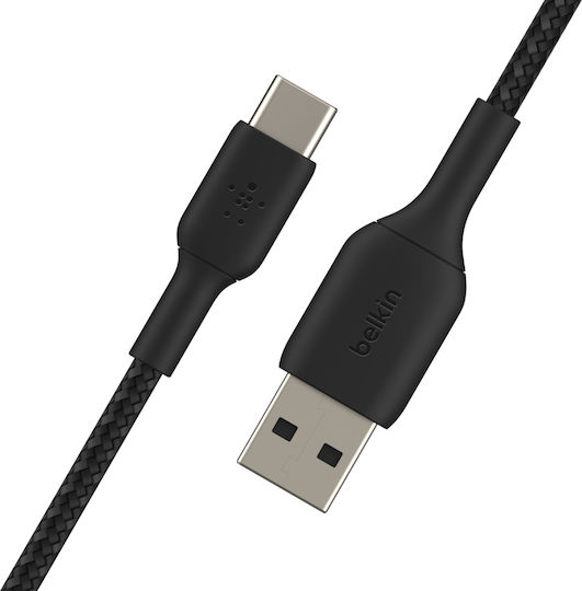 Belkin Braided USB 2.0 Cable USB-C Male - USB-A 15W Black 0.15m CAB002bt0MBK