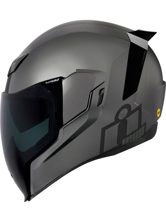 Icon Airflite Mips Jewel Helmet Full Face Helmet with Sun Visor DOT / ECE 22.05 Silver KR2186