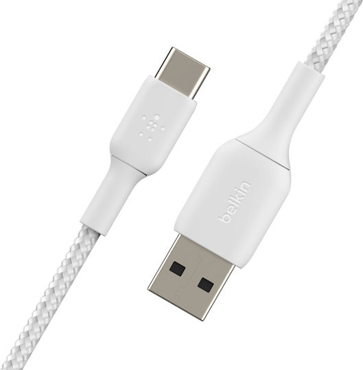 Belkin Braided USB 2.0 Cable USB-C Male - USB-A 15W White 3m CAB002bt3MWH