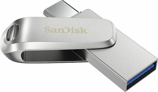 Sandisk Ultra Dual Drive Luxe 1TB USB 3.1 Стик с връзка USB-C & USB-A Сребрист