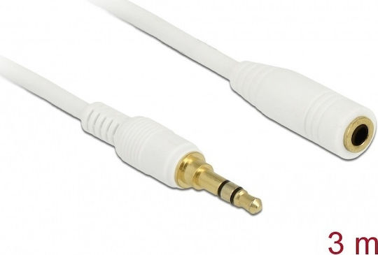 DeLock Καλώδιο Ήχου 3.5mm male - 3.5mm female Λευκό 3m με Επίχρυσους Ακροδέκτες 85589