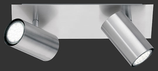 Trio Lighting Marley Διπλό Σποτ με Ντουί GU10 σε Ασημί Χρώμα