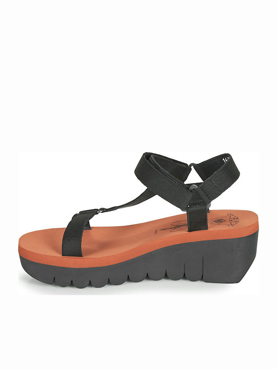 P144726000 Women's Leather T-Strap Platforms Black