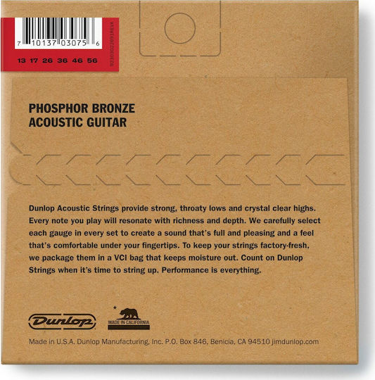 Dunlop Acoustic Phos Bronze Guitar Strings Σετ Χορδών Phosphor Bronze Ακουστικής Κιθάρας 13 - 56" Medium