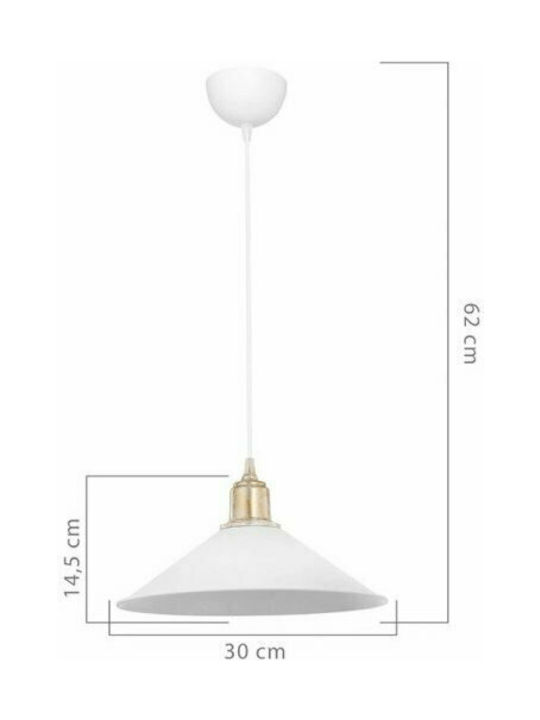 Pakketo PWL-0964 Κρεμαστό Φωτιστικό Λευκό με Ντουί E27 30x30x62εκ.