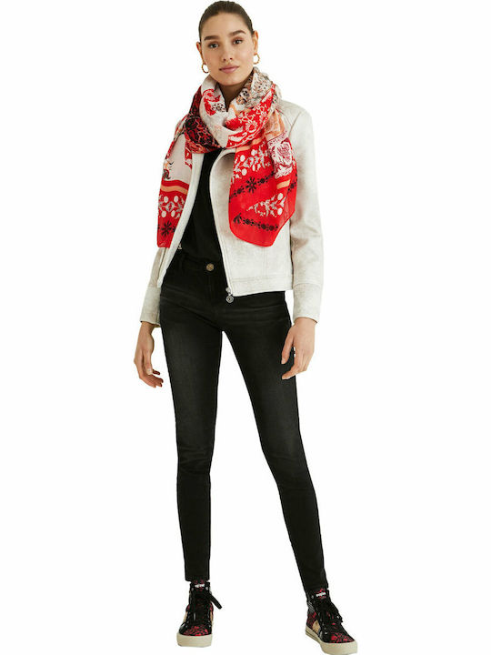 Desigual Indonesian Patch Γυναικείο Φουλάρι Κόκκινο