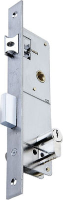 Domus Recessed Lock Front door Recessed Locks with Cylinder and Center 35mm Silver