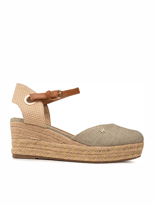 Wrangler Platforme dama în stil espadrile Bej