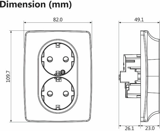 Aca Prime Double Power Safety Socket Anthracite