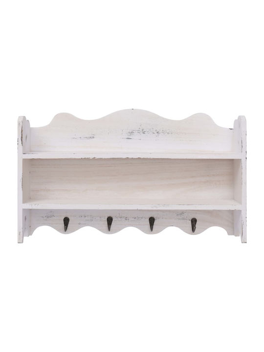 Wall Solid Wood Shelf White 50x10x30cm