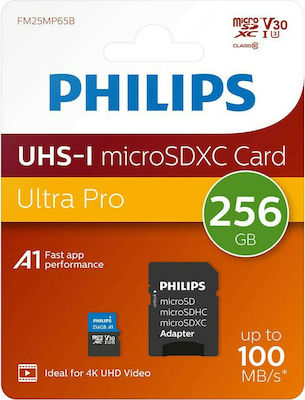 Philips Ultra Pro microSDXC 256GB Class 10 U3 V30 UHS-I με αντάπτορα