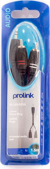 Prolink Καλώδιο Ήχου 3.5mm male - RCA male Μαύρο 1.5m PL-103-0150