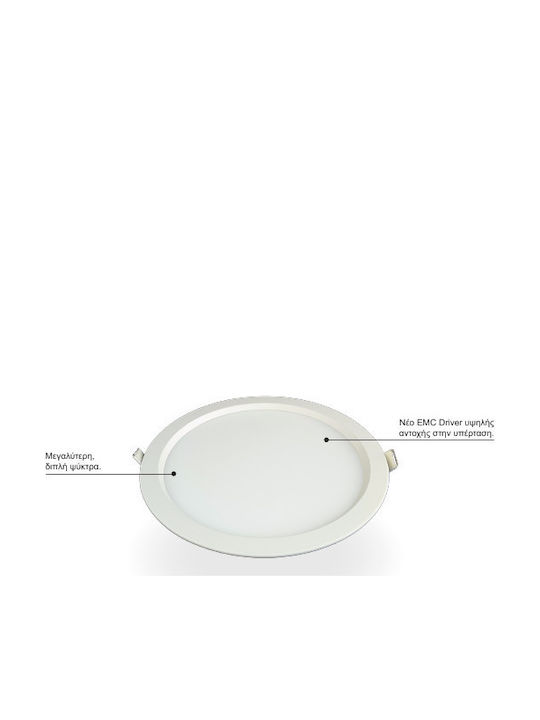 Lucas Rund Vertieft LED Panel 18W mit Kaltweiß Licht 6400K