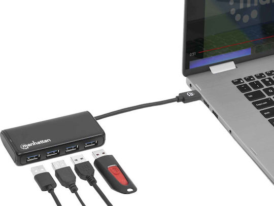 Manhattan IUSB31C-HUB430M Hub 4 Θυρών USB 3.2 με σύνδεση USB-C