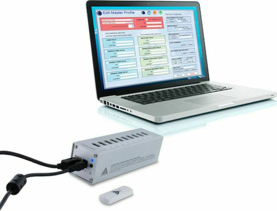 Apricorn USB-Hub 10 Anschlüsse USB 3.0 mit Anschluss an einen Computer USB-A Weiß