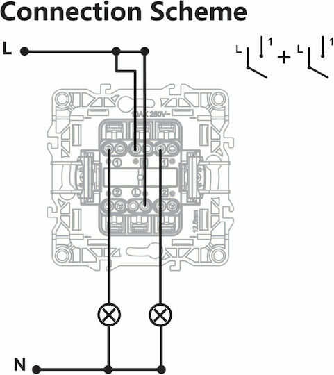 Aca Prime Recessed Wall Switch Lighting Two-Way without Frame White