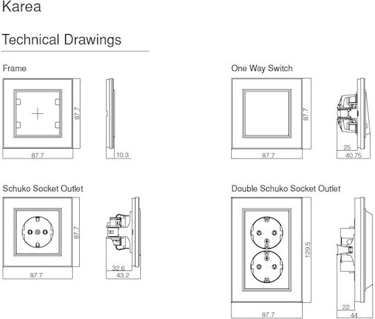 Makel Karea Recessed Wall Switch Lighting Triple with Frame White