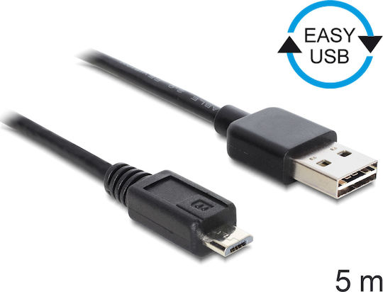 DeLock 83369 Regulär USB 2.0 auf Micro-USB-Kabel Schwarz 5m (83369) 1Stück