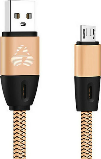 Powertech Flat USB 2.0 to micro USB Cable Χρυσό 1m (PTR-0033)