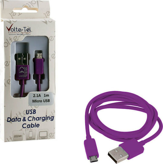 Volte-Tel USB 2.0 to micro USB Cable Purple 1m (VCD-01)