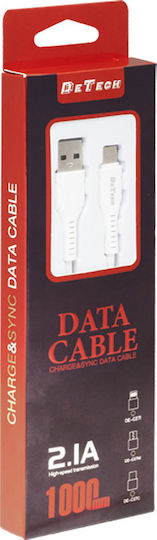 DE-27M Regular USB 2.0 to micro USB Cable Λευκό 1.0m (40109)