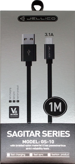 Jellico GS-10 Плетена USB 2.0 до микро USB кабел Сребрист 1м 1бр