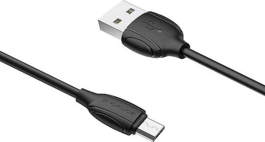 Borofone Regular USB 2.0 to micro USB Cable Μαύρο 1m (Benefit)