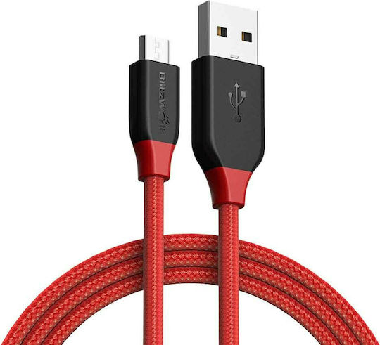 BlitzWolf Плетена USB 2.0 до микро USB кабел Червен 1м (BW-MC4) 1бр