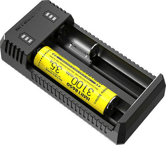 NiteCore UI2 USB Charger 2 Batteries Li-ion Size 18650/16340/26650/14500