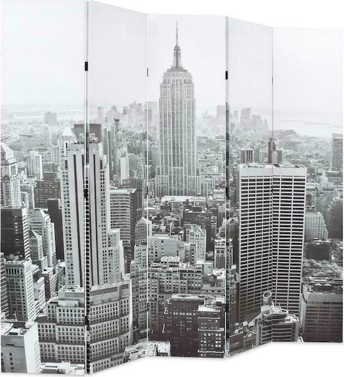 vidaXL Canvas Room Divider with 5 Panels 200x170cm
