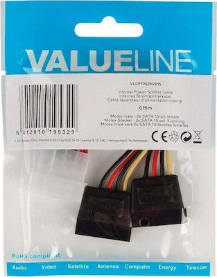 Valueline 4-Pin Molex - 2x 15-Pin Sata Cable 0.15m (VLCP73520V015)