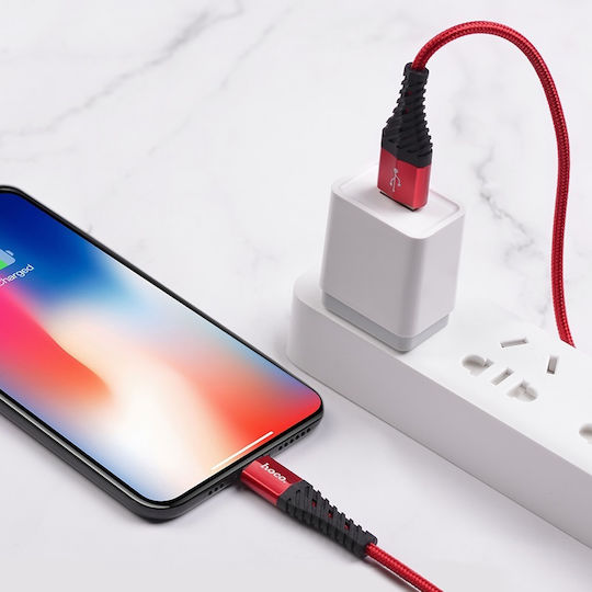 Hoco Braided USB to Lightning Cable Κόκκινο 1m (X38)