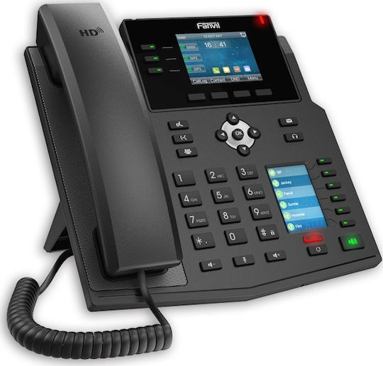 Fanvil X4U Verkabelt IP-Telefon mit 12 Linien in Schwarz