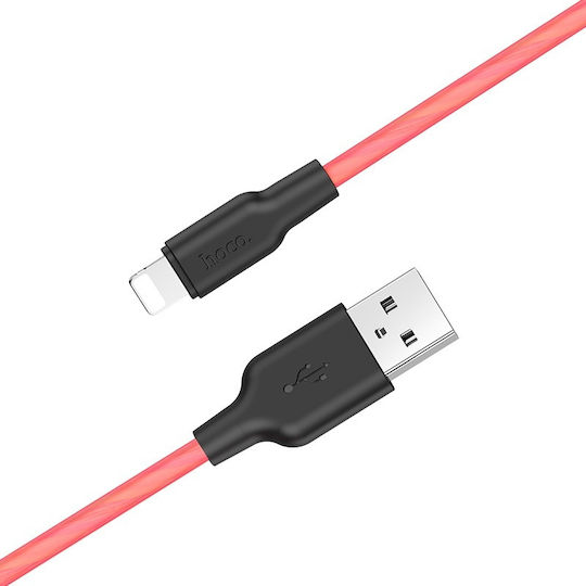 Hoco X21 Plus Редовна USB-A към Lightning кабел Червен 0.25м (HC-X21LR)