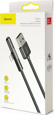 Baseus Iridescent Lamp Unghi (90°) / Împletit USB-A la Cablu Lightning Negru 1m (CAL7C-A01)
