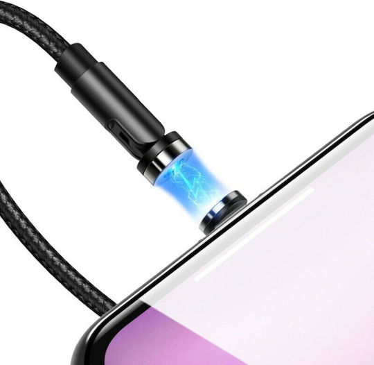 Usams SJ472 U59 Braided / Magnetic Detachable USB-A to Lightning Cable Black 1m (SJ472USB01)