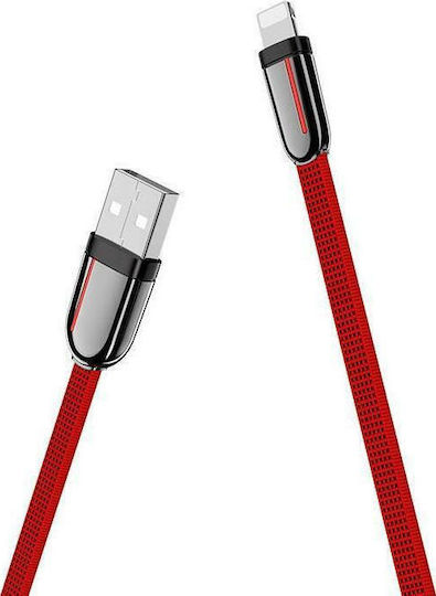 Hoco Braided / Flat USB to Lightning Cable Κόκκινο 1.2m (U74)
