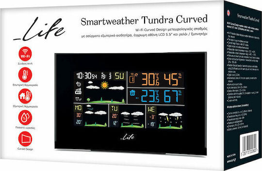 Life Smartweather Tundra Curved Wireless Digital Weather Station Tabletop Black
