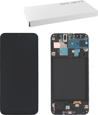 Samsung Οθόνη mit Touchscreen und Rahmen für Galaxy A30 (Schwarz)