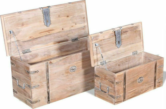 vidaXL Wooden Decorative Trunks Set Beige 2pcs