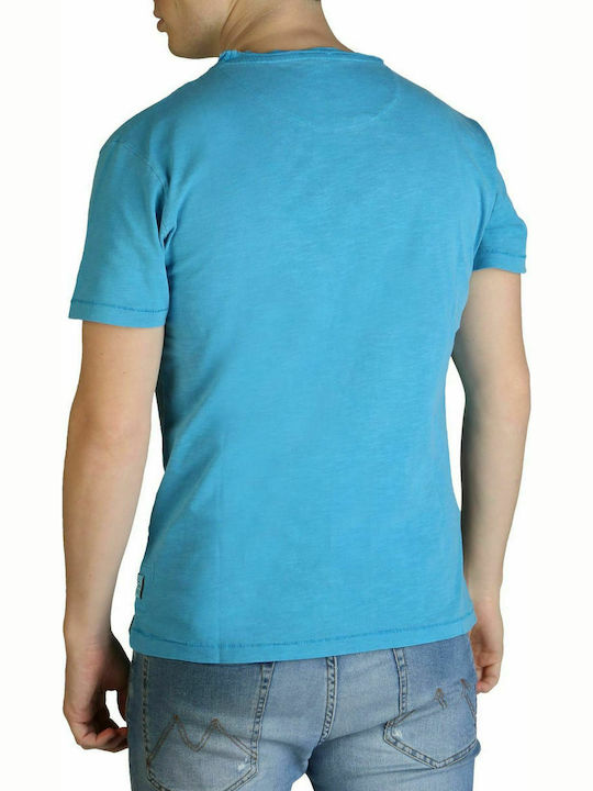 Yes Zee Men's Short Sleeve T-shirt with V-Neck Light Blue T773-S500-0743