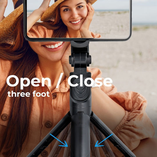 Partner Tele SS-TR12 Selfie Stick Trepied Pentru Telefon Mobil Telecomandă Bluetooth Negru