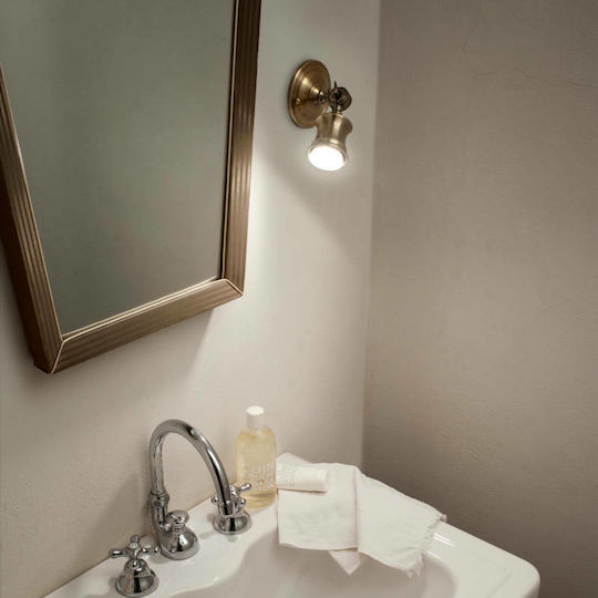 Ideal Lux Barber AP1 Antique Brass Μονό Σποτ με Ντουί GU10 σε Χρυσό Χρώμα