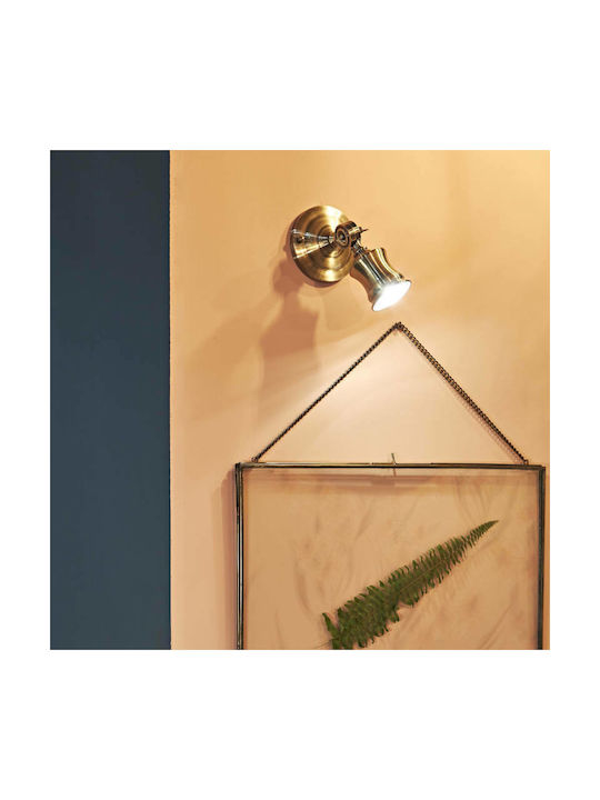 Ideal Lux Barber AP1 Antique Brass Single Spot with Socket GU10 in Gold Color