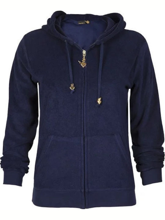 Women's Sweatshirt Jacket Hooded Navy Blue