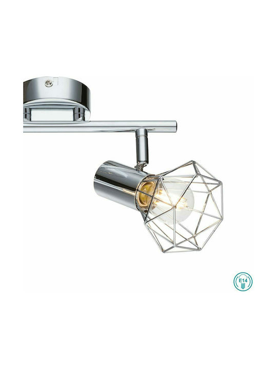 Globo Lighting Double Spot with Socket E14 in Silver Color