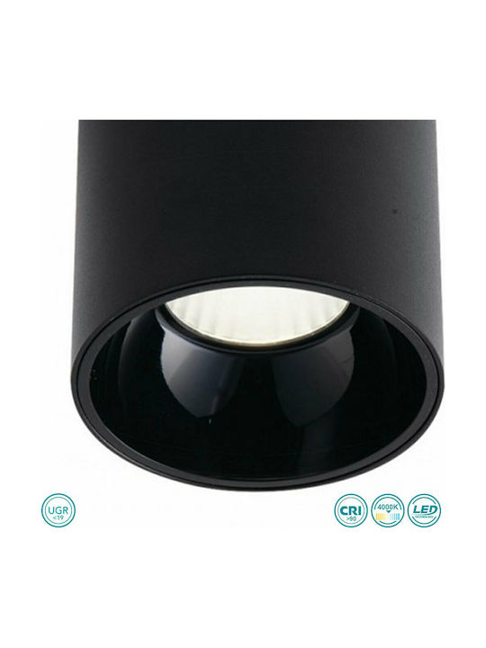 Fan Europe MIG-R20 NER Μονό LED Φυσικό Λευκό Σποτ σε Μαύρο Χρώμα