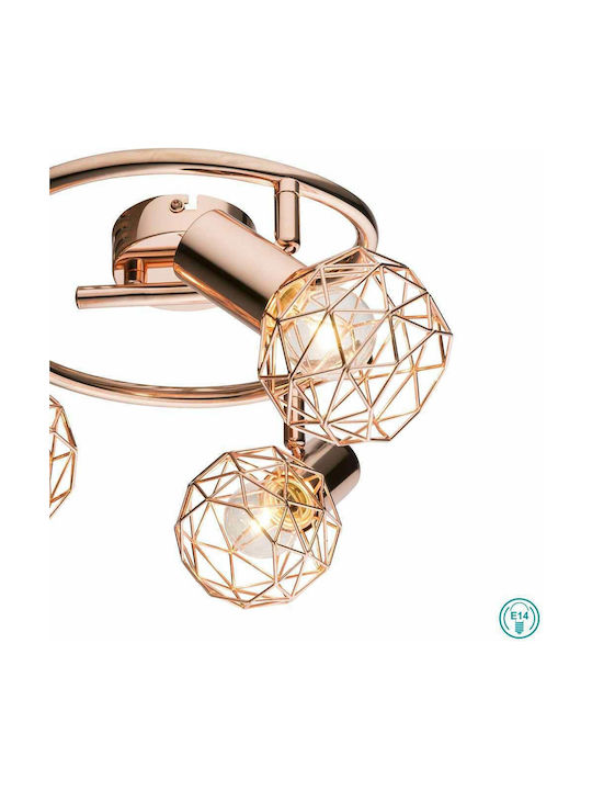 Globo Lighting Triple Spot with Socket E14 in Copper Color