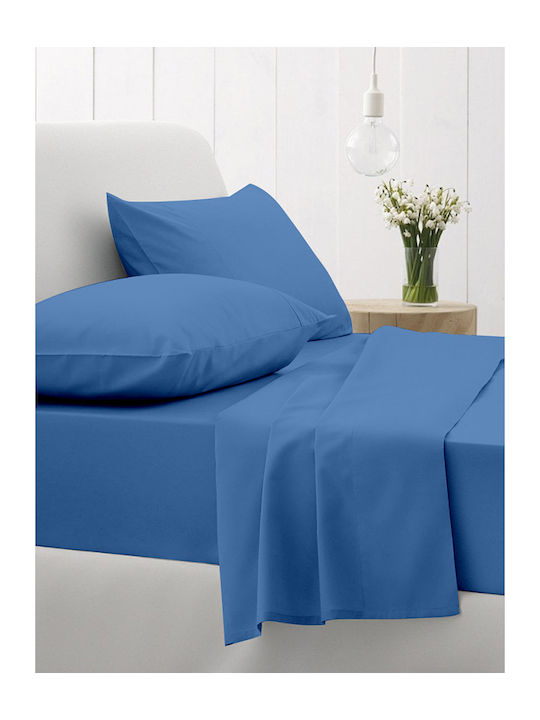 Sunshine Bettlaken für Einzelbett mit Gummiband 100x200+30cm. Cotton Feelings 104 Blue